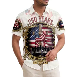 Cross American Flag Soldiers 1776 - USA 250th Anniversary Independence Day Tropical Hawaiian Shirt