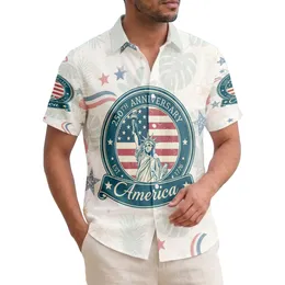 USA 250th Anniversary Lady Liberty 1776 Tropical Flag Independence Day Celebration Hawaiian Shirt