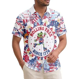 Frog Roller Skates 1776 Tropical Background - USA 250th Anniversary Liberty Day Gift Hawaiian Shirt