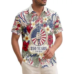 Human Hand Liberty Torch 1776-2026 - USA 250 Years of Freedom Independence Day Hawaiian Shirt