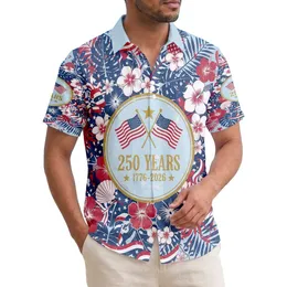 Patriotic Hawaiian 1776-2026 USA 250th Anniversary Flag Emblem - Gift for Veterans Hawaiian Shirt