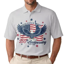 Bald Eagle Flag Statue of Liberty - USA 250th Anniversary 1776-2026 Independence Day Men's Polo Shirt