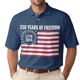 Distressed American Flag 1776-2026 - USA 250 Years of Freedom Independence Day Men's Polo Shirt