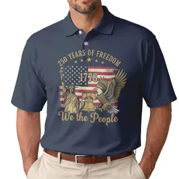 Bald Eagle Statue of Liberty Distressed Flag 1776 - USA 250th Anniversary Freedom Men's Polo Shirt