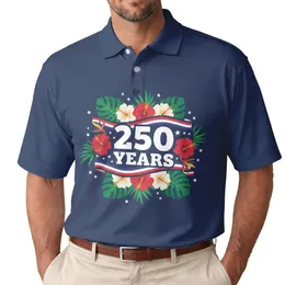 250 YEARS Patriotic Stripes Stars Hibiscus Tropical 1776 - USA 250th Anniversary Men's Polo Shirt