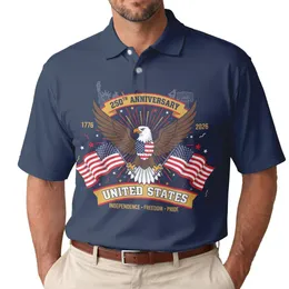Bald Eagle American Flag 1776-2026 - USA 250th Anniversary Liberty Bell Men's Polo Shirt