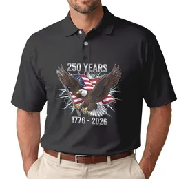 Bald Eagle American Flag 1776-2026 - USA 250th Anniversary Independence Day Gift for Dad Men's Polo Shirt