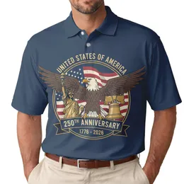 Bald Eagle American Flag 1776-2026 - USA 250th Anniversary Liberty Bell Statue of Liberty Men's Polo Shirt