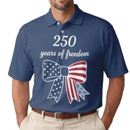 Patriotic 250 Years of Freedom Stars & Stripes Bow - USA 250th Anniversary Celebration Men's Polo Shirt
