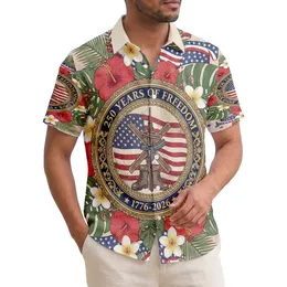 Battlefield Cross American Flag 1776 - USA 250th Anniversary Patriotic Veterans Hawaiian Shirt