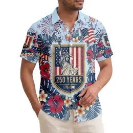 Statue of Liberty Flag Shield 1776-2026 Tropical Patriotic - USA 250th Anniversary Celebration Hawaiian Shirt