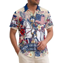 Colonial Duck Horse Betsy Ross Flag 1776-2026 - USA 250th Anniversary Independence Day Hawaiian Shirt