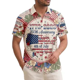 American Flag Map Floral 1776-2026 - USA 250th Anniversary 4th of July Tropical Hawaiian Shirt