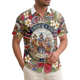 Pilgrims Mayflower Patriotic Tropical Scene - USA 250th Anniversary Independence Day Hawaiian Shirt