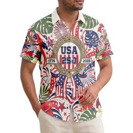 USA 250th Anniversary American Flag Shield 1776-2026 - Patriotic Tropical Island for Veterans Hawaiian Shirt