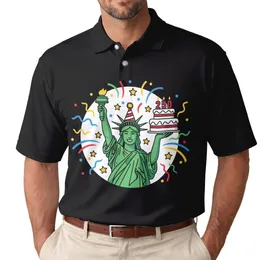 Lady Liberty 250th Birthday Cake - USA 250 Years of Freedom Independence Day Men's Polo Shirt