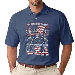 Dancing Skeleton USA Flag 1776-2026 - USA 250th Anniversary Independence Day Men's Polo Shirt