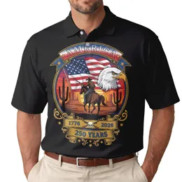 Cowboy Flag Eagle Desert Sunset 1776-2026 - USA 250th Anniversary Independence Day Men's Polo Shirt