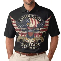 Bald Eagle American Flag 1776-2026 - USA 250th Anniversary Independence Day Gift for Dad Men's Polo Shirt
