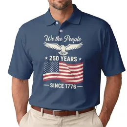 Bald Eagle We The People Distressed Flag 1776 - USA 250 Years of Freedom Gift Men's Polo Shirt