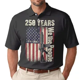 We The People Distressed Flag AR-15 - USA 250 Years of Freedom 1776-2026 Veterans Gift Men's Polo Shirt