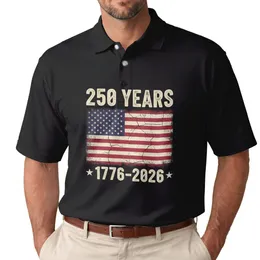 Distressed American Flag 250 Years 1776-2026 - USA 250th Anniversary Freedom Celebration Men's Polo Shirt