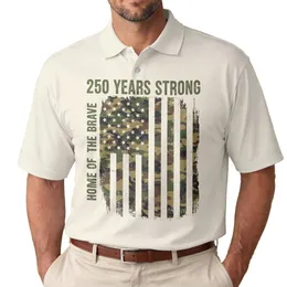 Distressed Camo American Flag '250 Years Strong' 1776-2026 - USA 250th Anniversary Men's Polo Shirt