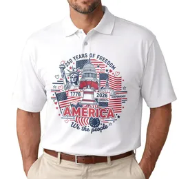 Liberty Bell Capitol Statue American Flag 1776-2026 - USA 250 Years of Freedom Patriotic Men's Polo Shirt