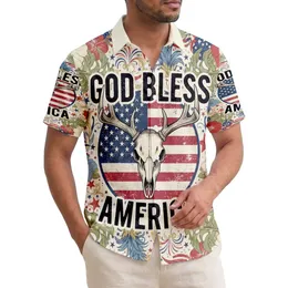Rugged Flag Deer Skull 'God Bless America' Tropical - USA 250th Anniversary 1776-2026 Hawaiian Shirt