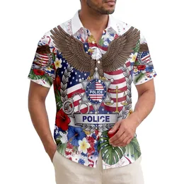 Police Emblem Bald Eagle Thin Blue Line American Flag 1776-2026 - USA 250th Anniversary Hawaiian Shirt