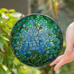 Forget-Me-Not Flowers Tiffany Style Stained Glass Jewel Tone Intricate Floral Mosaic Stained Glass Suncatcher