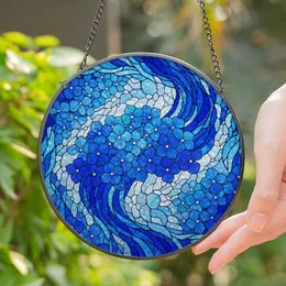 Vibrant Blue Hydrangea Stained Glass Petal - Tiffany Style Dimensional Floral Mosaic Stained Glass Suncatcher