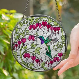 Vibrant Hummingbird Bleeding Heart Stained Glass Mosaic Art - Tiffany Style Decor Stained Glass Suncatcher