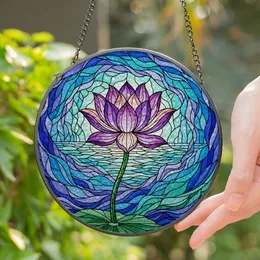 Multi-Layered Lotus Flower Tiffany Stained Glass Jewel Tone Intricate Water Ripple Mosaic Stained Glass Suncatcher