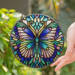 Vibrant Butterfly Stained Glass Art - Tiffany Style Jewel Tone Kaleidoscope Mosaic Cabochons Stained Glass Suncatcher