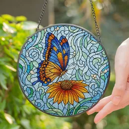 Butterfly Coneflower Tiffany Stained Glass Art - Intricate Jewel Tone Nature Decor Stained Glass Suncatcher