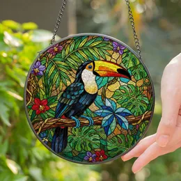 Toucan Tropical Jungle Tiffany Stained Glass Art - Exotic Window Panel Home Decor Gift Stained Glass Suncatcher