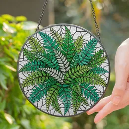 Tiffany Style Stained Glass Fern Fronds Suncatcher - Intricate Botanical Mosaic Art Stained Glass Suncatcher