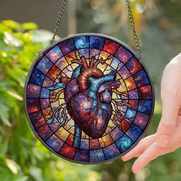 Anatomical Heart Cosmic Galaxy Nebula Tiffany Stained Glass Art Intricate Patterns Stained Glass Suncatcher
