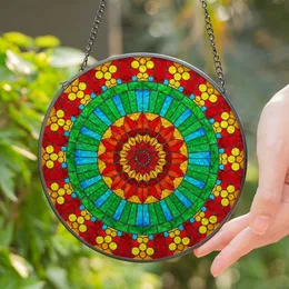 Intricate Stained Glass Mandala Starburst - Tiffany Style Jewel Tone Geometric Mosaic Art Stained Glass Suncatcher