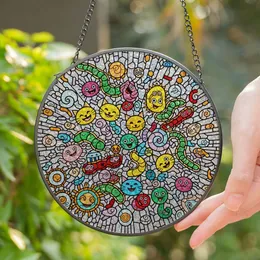 Cat Microbe Segmented Bacteria Amoeba Tiffany Stained Glass Mosaic Window Light Catcher Stained Glass Suncatcher