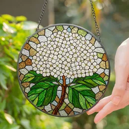 Tiffany Style Stained Glass Hydrangea Florets Window Art - Floral Home Decor Gift Stained Glass Suncatcher