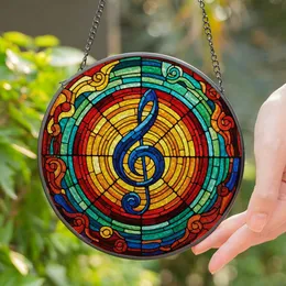 Treble Clef Stained Glass Artwork - Tiffany Style Jewel Tone Musical Mosaic Abstract Art Stained Glass Suncatcher