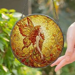 Tiffany Style Stained Glass Autumn Fairy Jewel Tone Wings - Fall Home Decor & Seasonal Gift Stained Glass Suncatcher