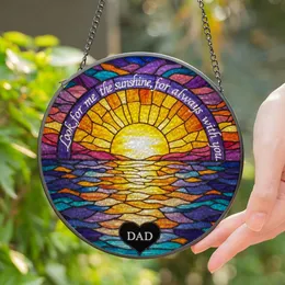Stained Glass Glowing Sun Waterscape - 'Look for me in the sunshine' Dad Memorial Gift Stained Glass Suncatcher