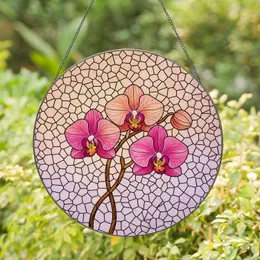 Stained Glass Orchid Flower Mosaic Art - Tiffany Style Window Decor for Orchid Lover Stained Glass Suncatcher