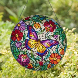 Colorful Intricate Stained Glass Butterfly Floral Mosaic - Tiffany Style Jewel Tone Art Stained Glass Suncatcher