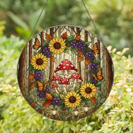 Red Toadstool Mushroom Sunflower Stained Glass Forest Mosaic Lantern Butterfly Acorn Stained Glass Suncatcher