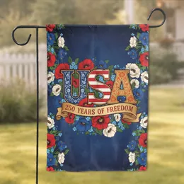 USA Letters Patriotic Floral 250th Anniversary - 250 Years of Freedom Flag Art Garden Flag
