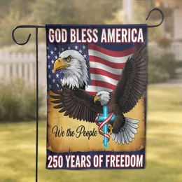 Bald Eagle American Flag 1776-2026 - 'We The People' 'God Bless America' 250th Anniversary Garden Flag